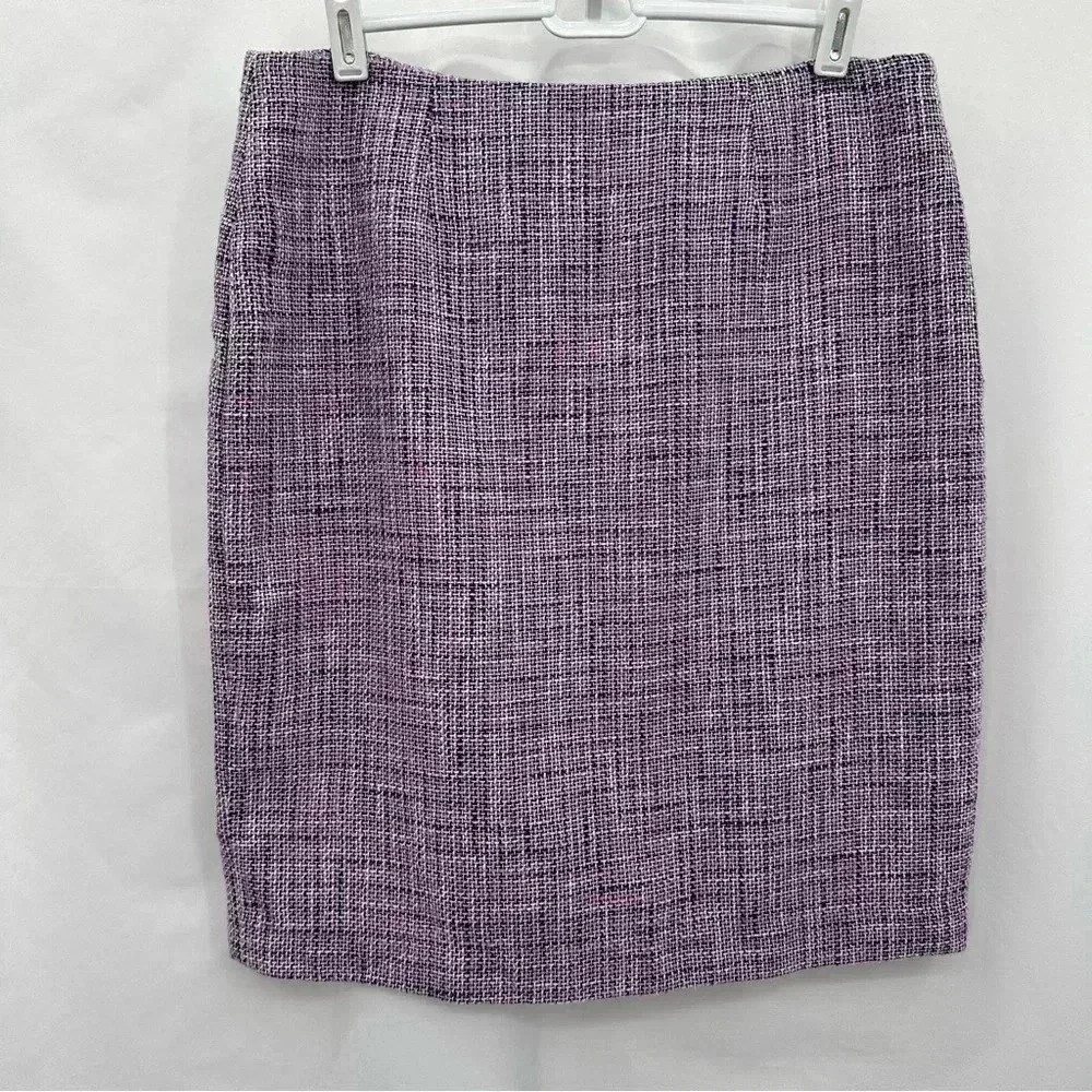Premise Petite Pencil Skirt Women 10P Purple Tweed Textured Lined Professional